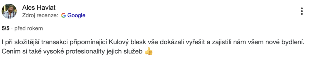 Realitní kancelář rozvod - recenze klienta